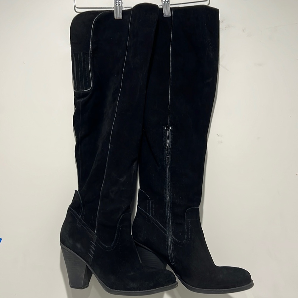 Black Suede Knee High Boots